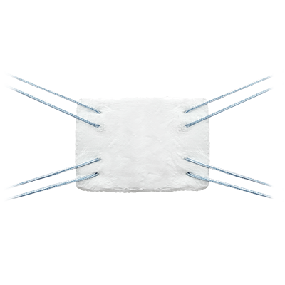 rectangular patch of biobrace with sutures